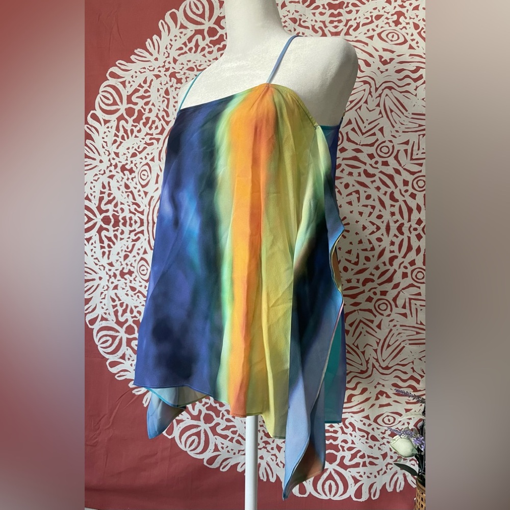 100 % SILK TRINA TURK Multicolor spaghetti top | date night|  size small